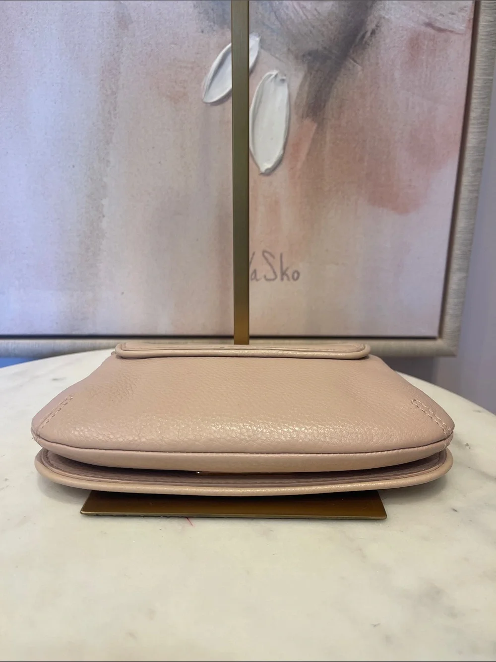 Tory Burch Pebbled Leather Crossbody in Blush